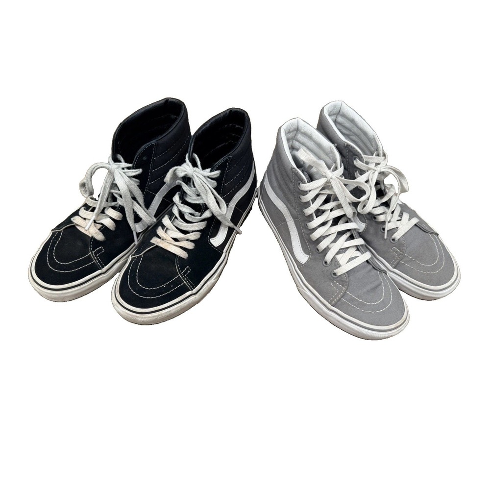 Vans Sk8-Hi Sneakers 2 Pair Lot Black & Gray Mens 7.5 Womens 9 High Top